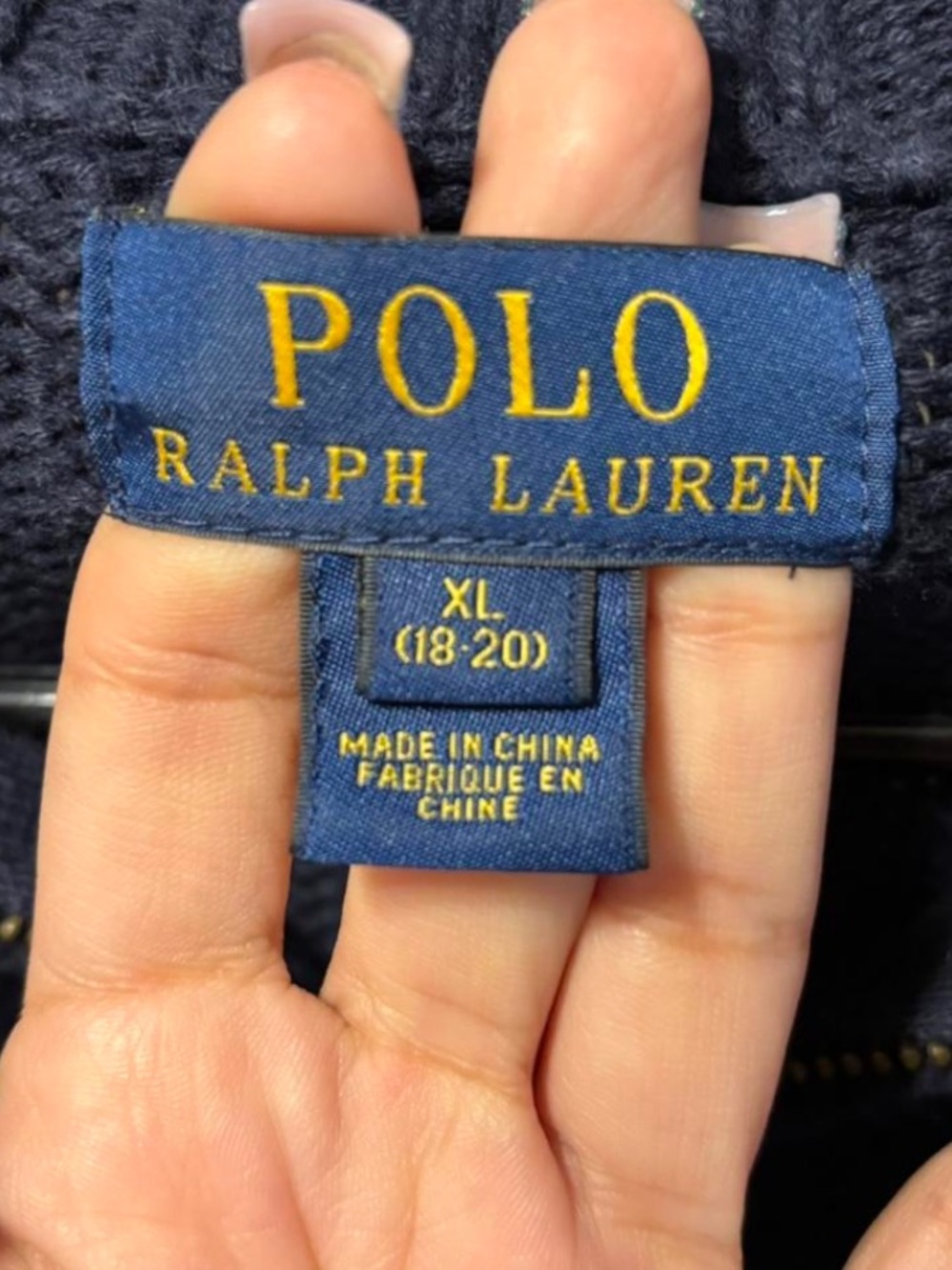 Polo by Ralph Lauren Navy Knit Half-Zip with American Flag Logo - Picture 3 of 4
